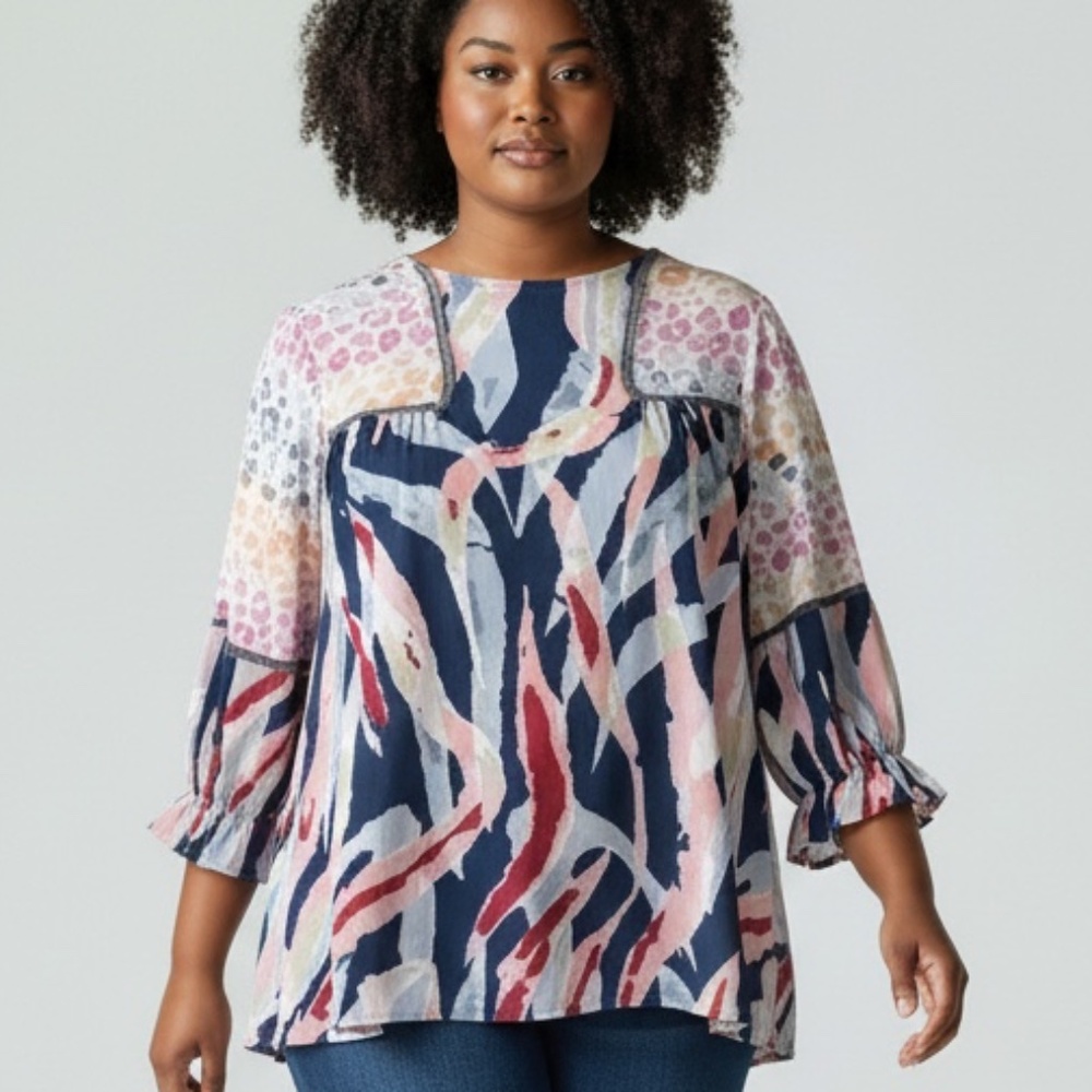 Umgee Women's Multi-Colored Multi-Patterned Top W… - image 1